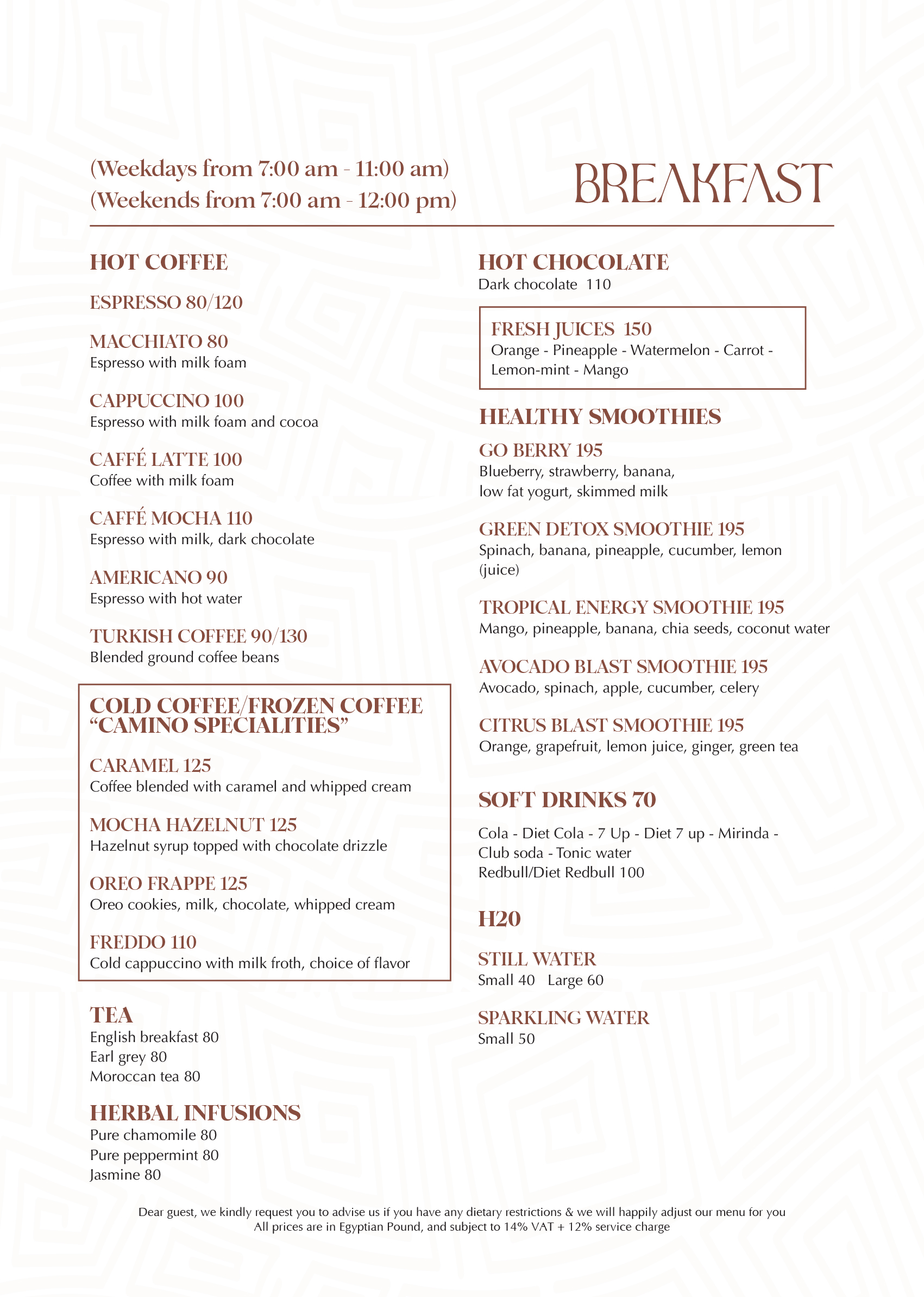 breakfast menu